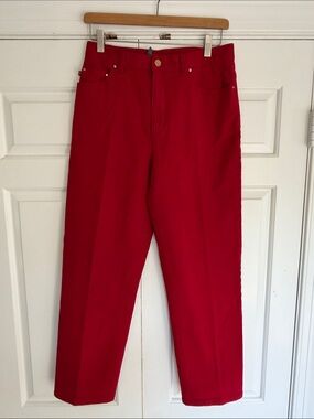 Lauren Ralph Lauren  Red cropped jeans with Gold Button Detail